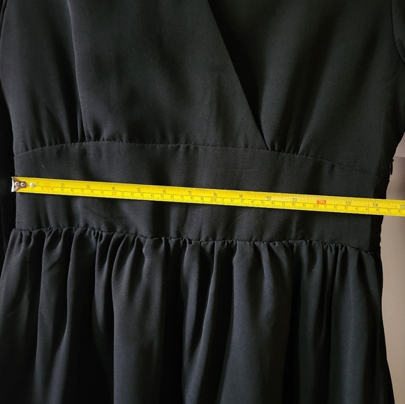 Black Size L Midi A-Line Dress with Waist Band V Neck Zipper Closure- BNWT - Picture 12 of 15